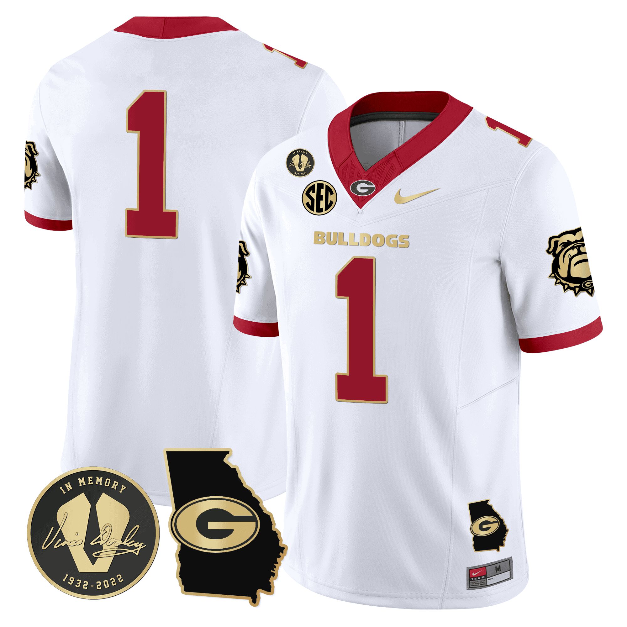 Men Georgia Bulldogs #1 No Name White 2024 Nike Vapor NCAA Jersey